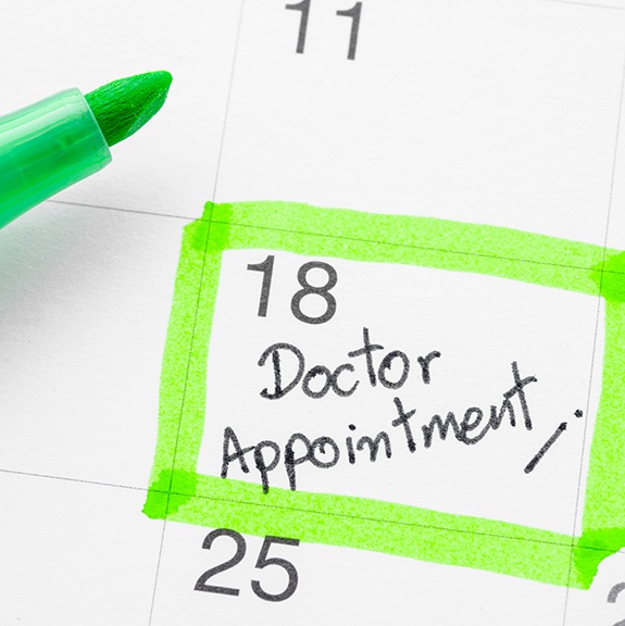 Doctor appointment marked on calendar